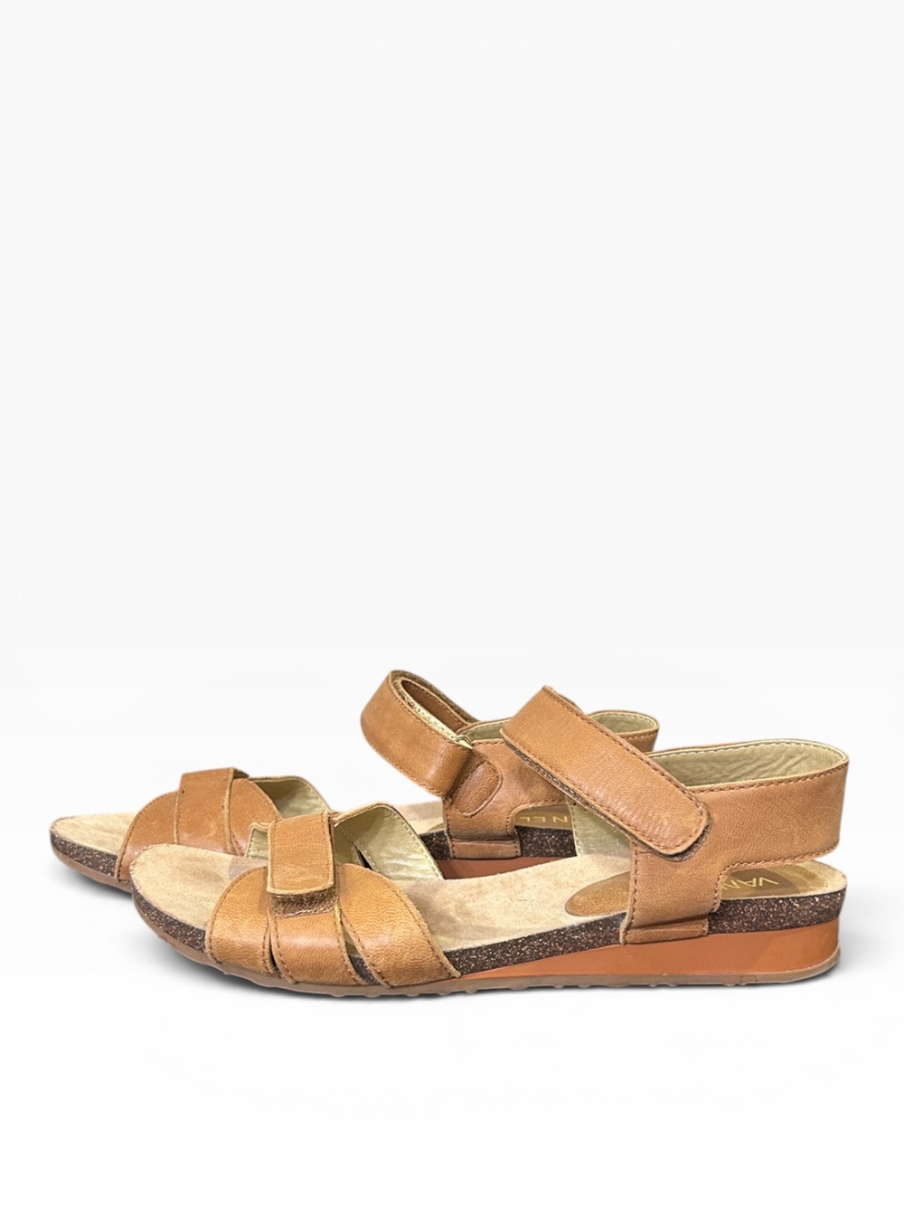 Van Eli Wila Leather Hook & Loop Adjustable Closure Sandals Tan Women’s Size 8